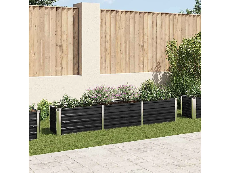 Letto da giardino rialzato in acciaio zincato 240x40x45 cm Antracite