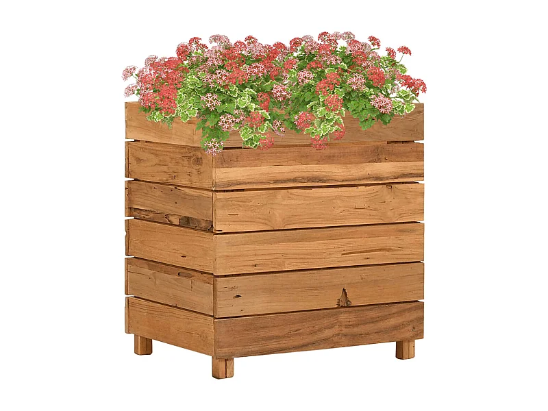 Letto rialzato 50x40x55 cm in legno di teak riciclato e acciaio