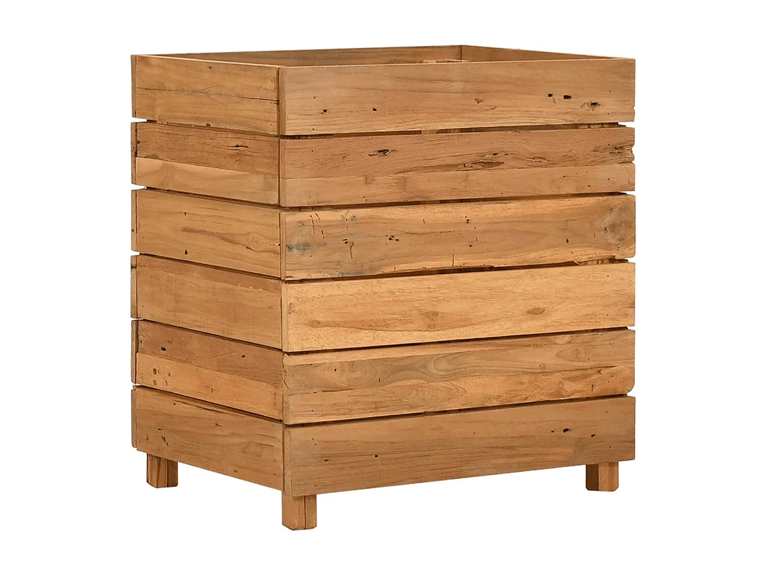 Lit surélevé 50x40x55 cm bois de teck recyclé et acier