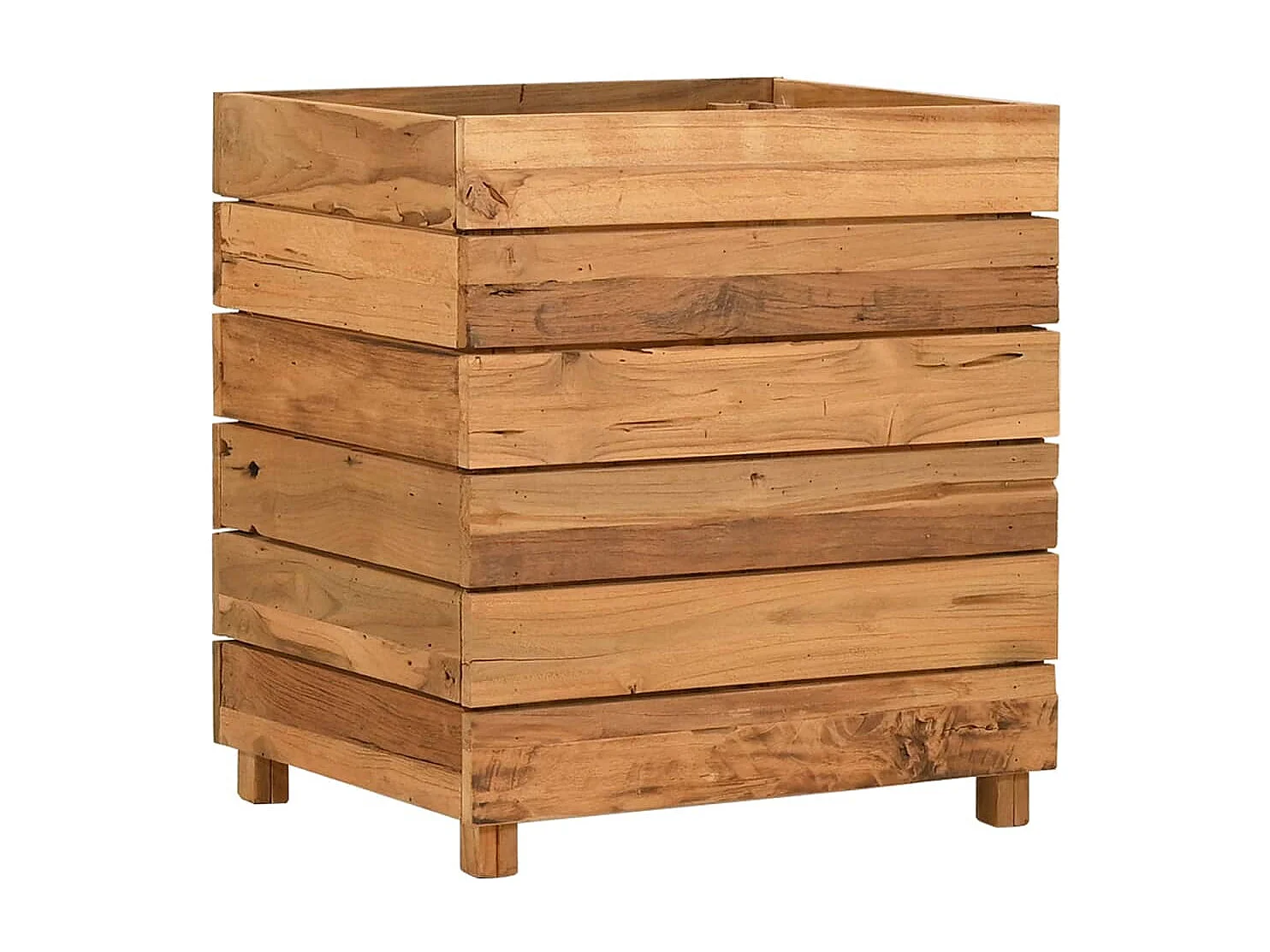 Lit surélevé 50x40x55 cm bois de teck recyclé et acier