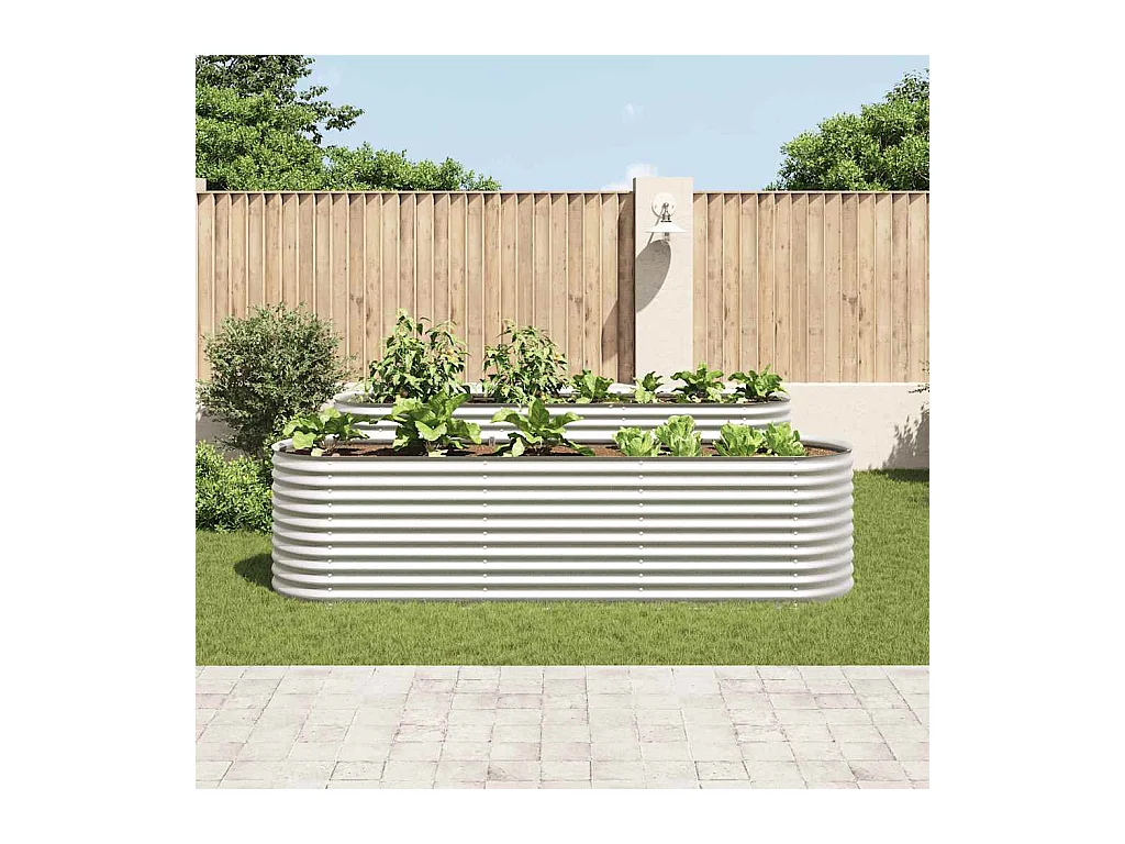 Verhoogd tuinbed 320x80x81 cm Gegalvaniseerd staal Zilver