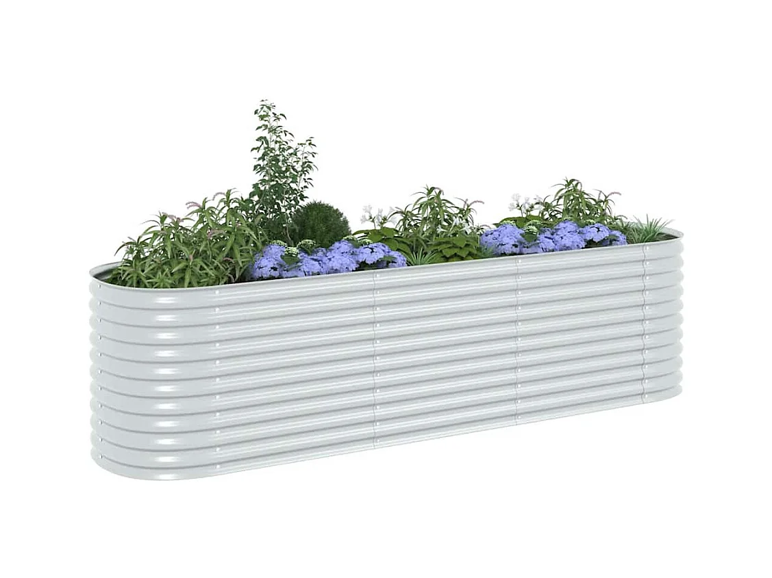 Verhoogd tuinbed 320x80x81 cm Gegalvaniseerd staal Zilver