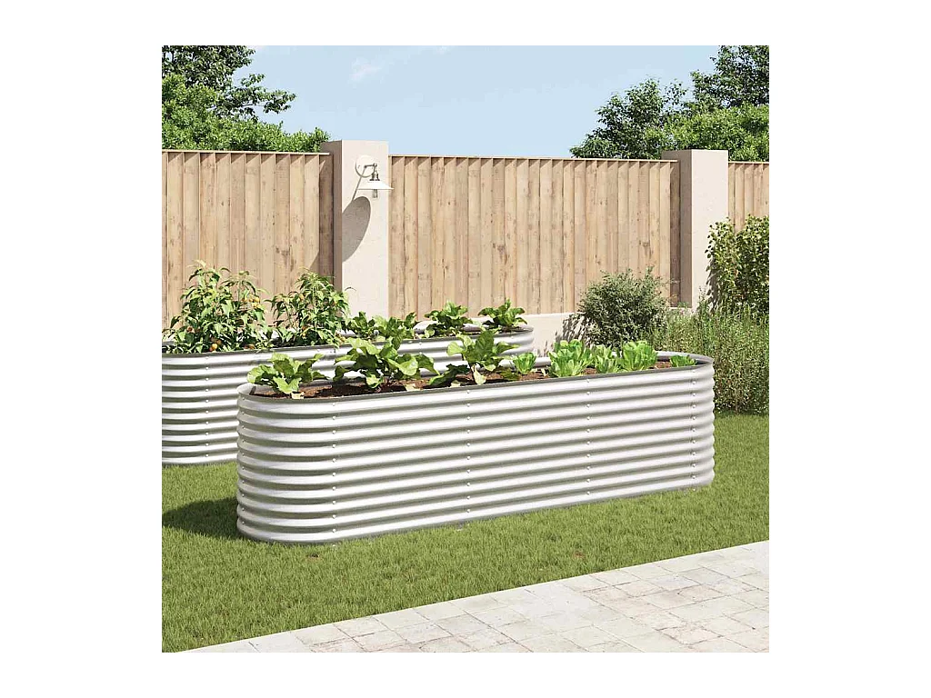 Lit surélevé de jardin 320x80x81 cm Acier galvanisé Argenté