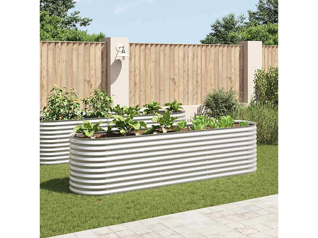 Lit surélevé de jardin 320x80x81 cm Acier galvanisé Argenté