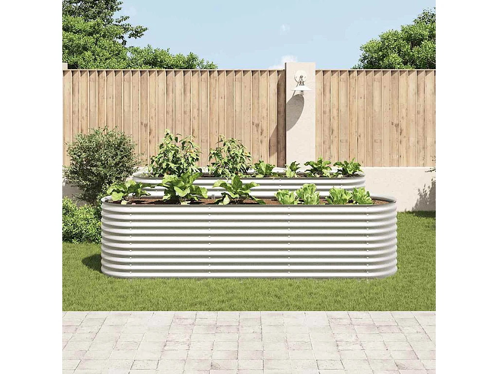 Lit surélevé de jardin 320x80x81 cm Acier galvanisé Argenté