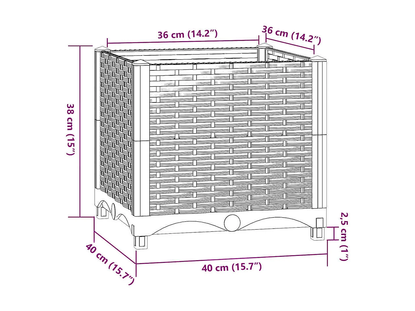Verhoogd bed 40x40x38 cm Polypropyleen