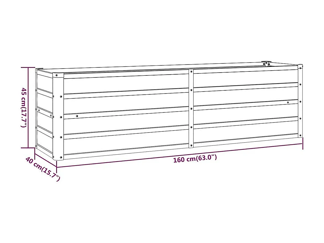 Roestig verhoogd tuinbed 160x40x45 cm cortenstaal