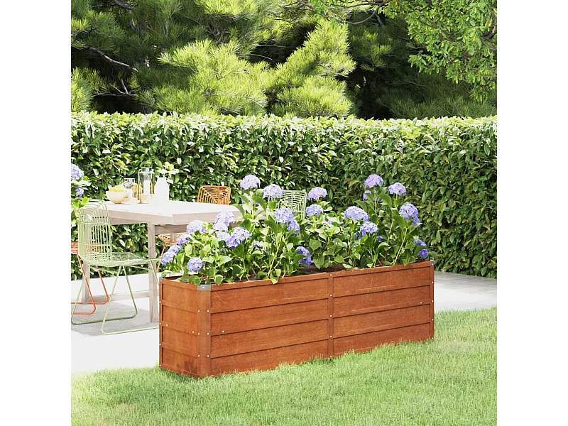 Lit surélevé de jardin rouillé 160x40x45 cm acier corten