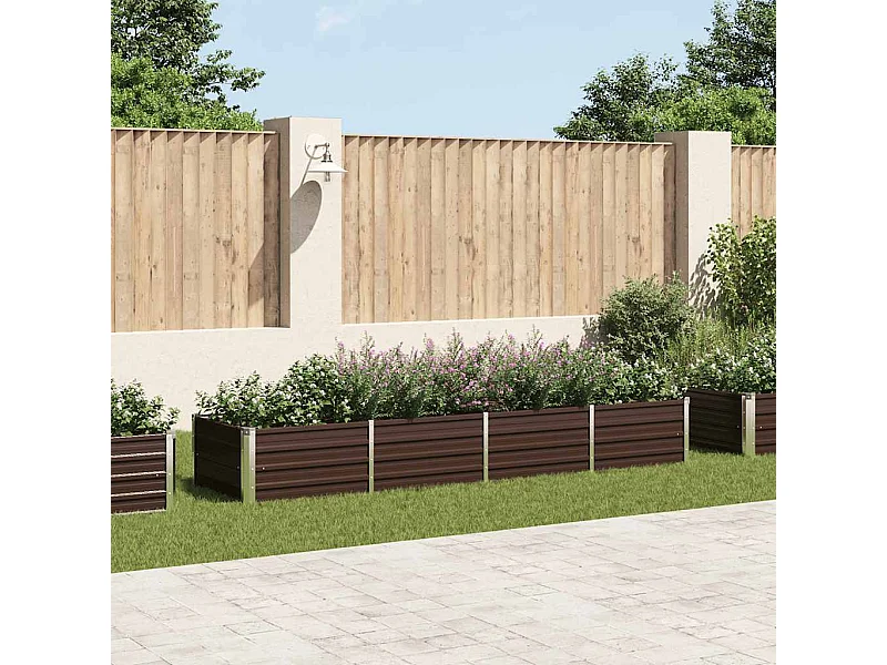 Letto da giardino rialzato marrone 320x80x45 cm in acciaio zincato