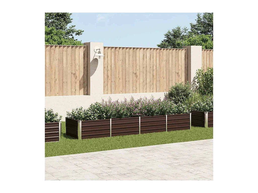 Letto da giardino rialzato marrone 320x80x45 cm in acciaio zincato