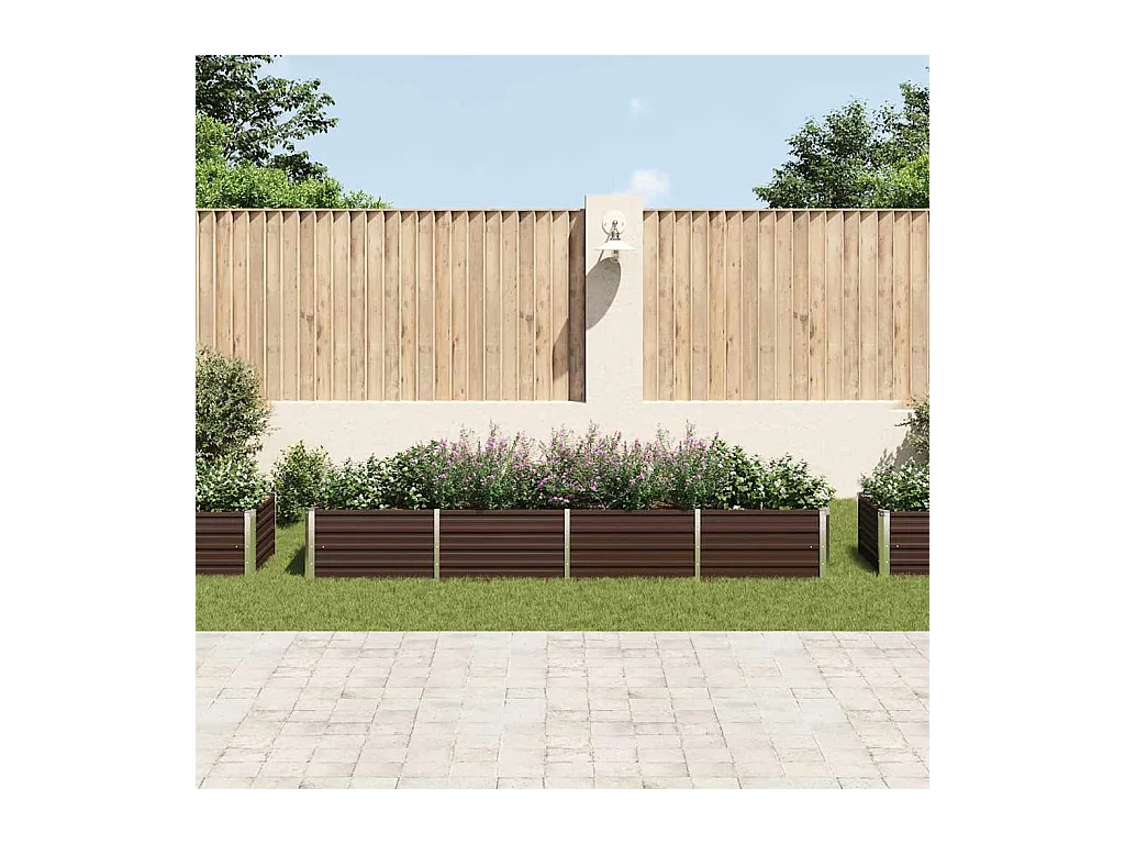 Letto da giardino rialzato marrone 320x80x45 cm in acciaio zincato