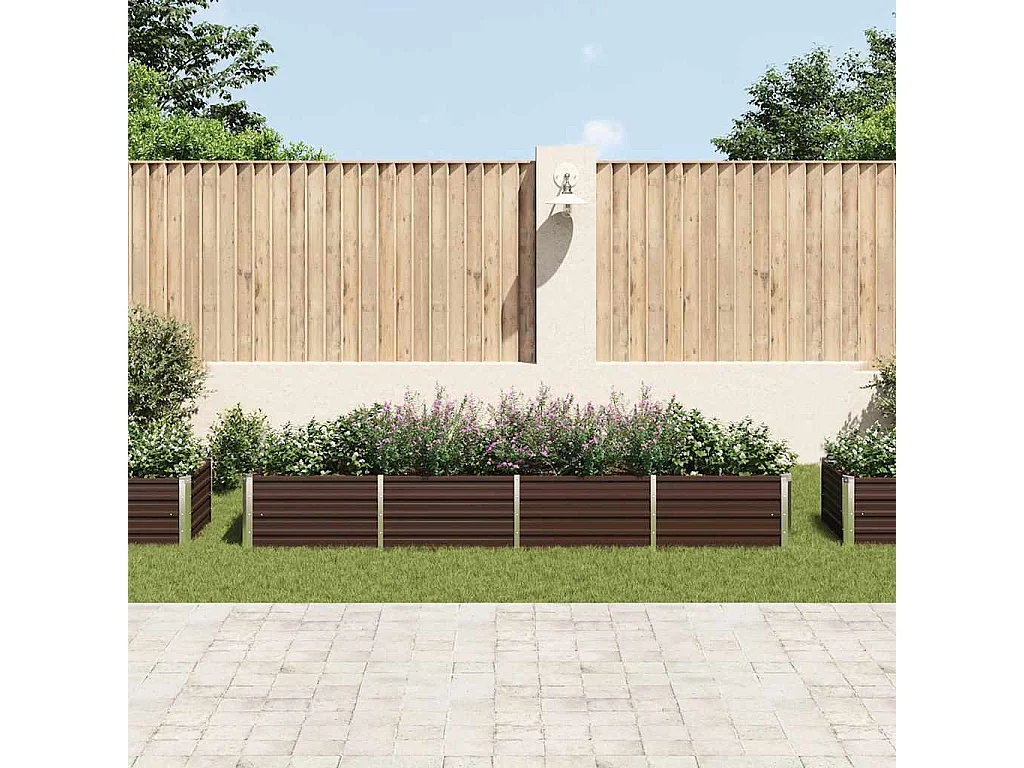 Bancal de jardín elevado marrón 320x80x45 cm de acero galvanizado