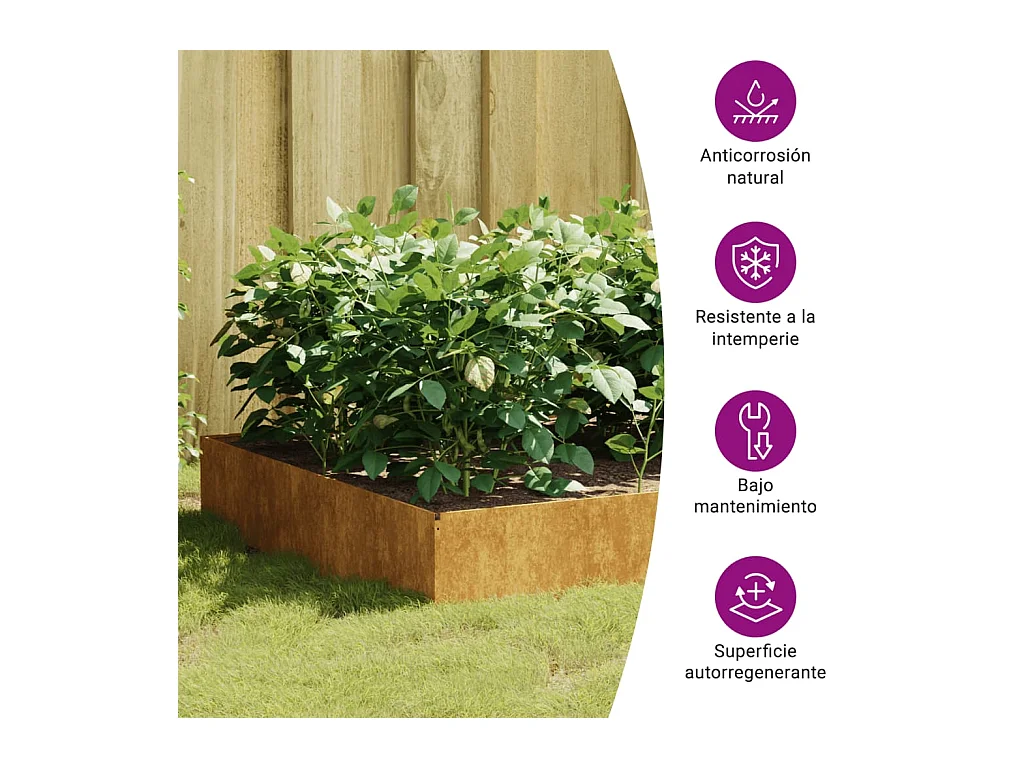 Lit surélevé de jardin 100x100x33,5 cm acier corten