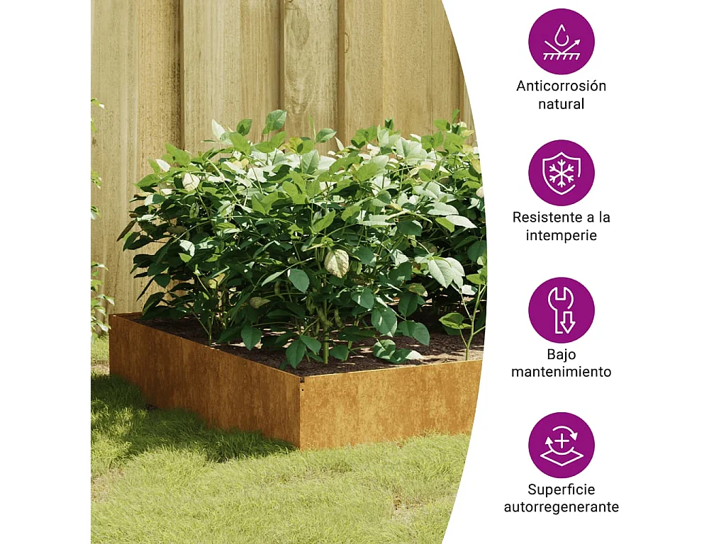 Lit surélevé de jardin 100x100x33,5 cm acier corten