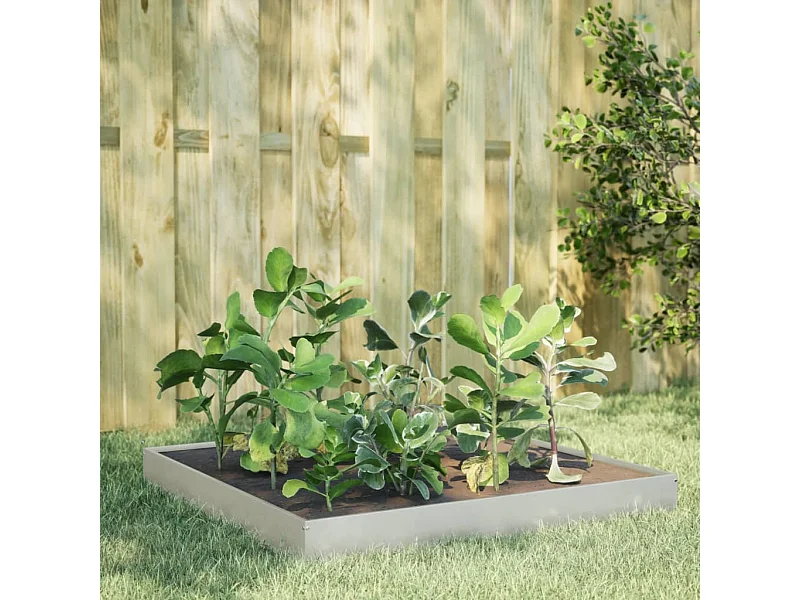 Letto da giardino rialzato 100x100x18,5 cm in acciaio inox
