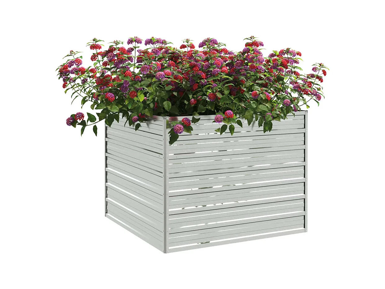 Verhoogd tuinbed 100x100x77 cm Gegalvaniseerd staal Zilver