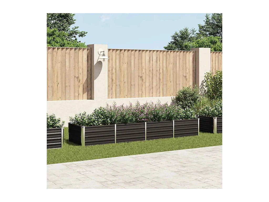 Lit surélevé de jardin Anthracite 320x80x45 cm Acier galvanisé