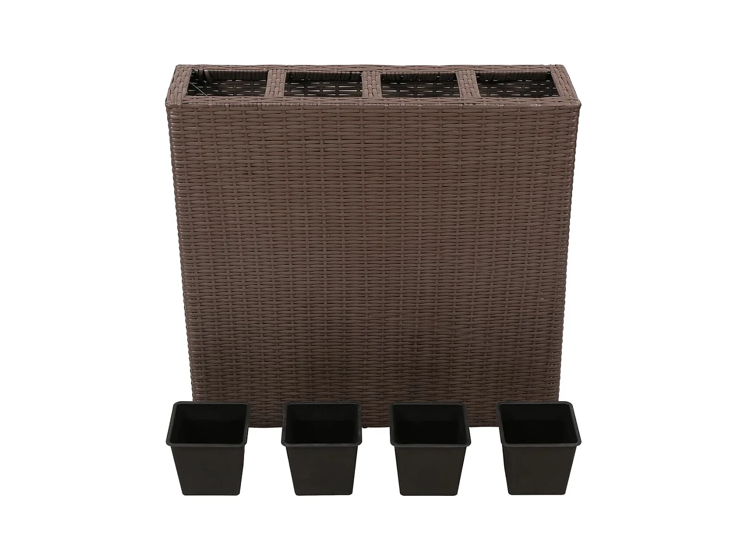 Verhoogde tuinbedden en 4 potten 2 stuks polyrotan bruin