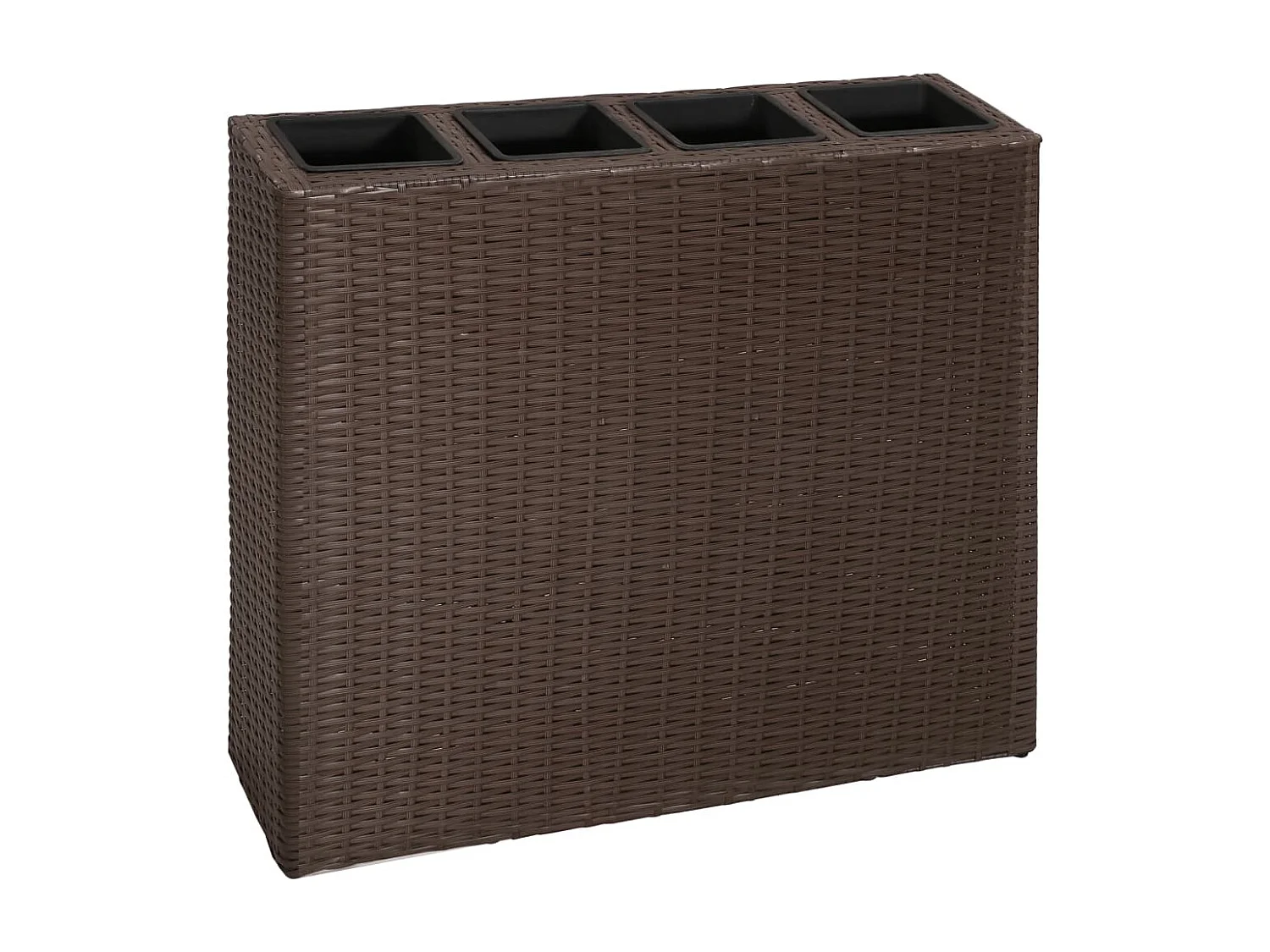Aiule rialzate e 4 vasi 2 pezzi in polyrattan marrone