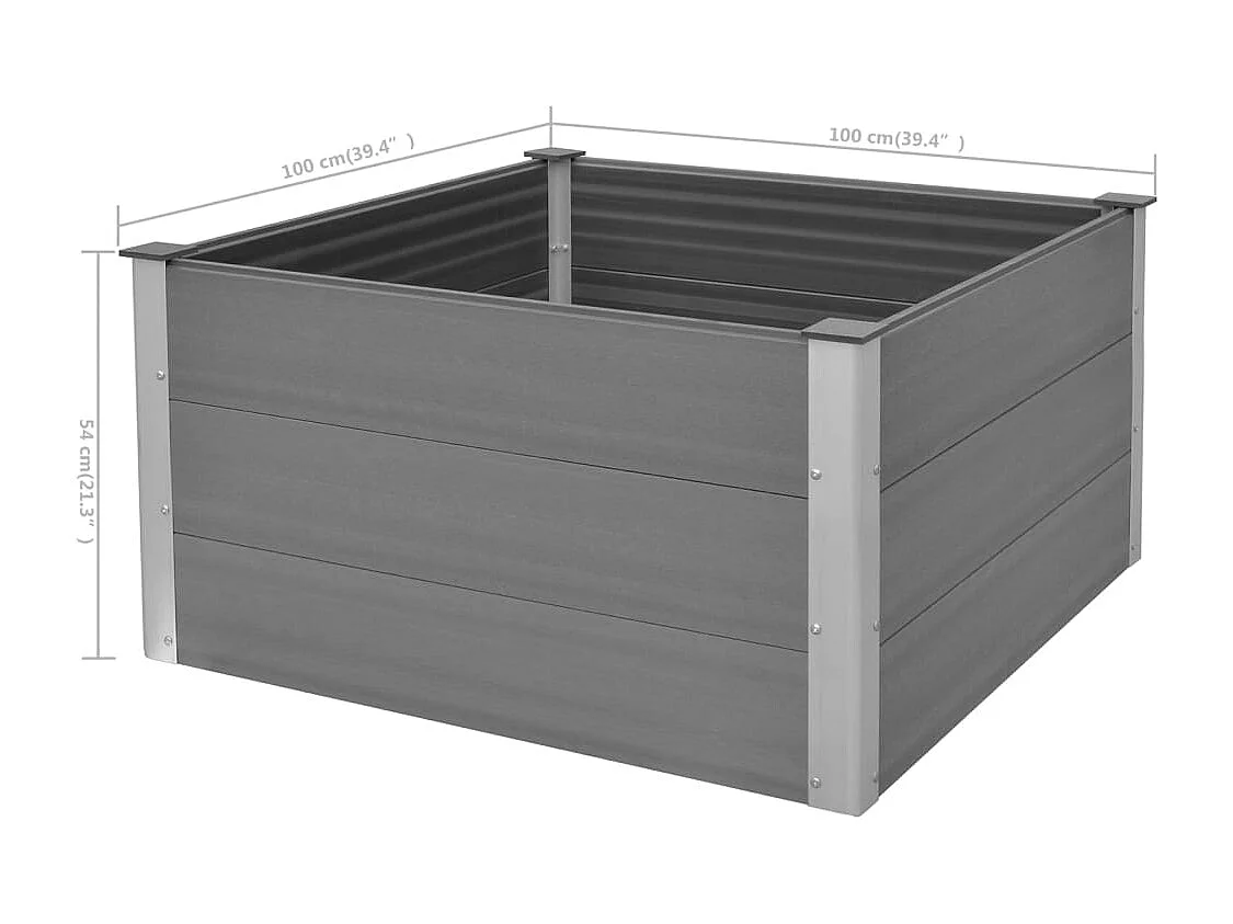 Lit surélevé de jardin WPC 100x100x54 cm Gris
