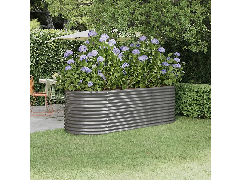 Letto da giardino rialzato in acciaio verniciato a polvere 224x80x68 cm grigio
