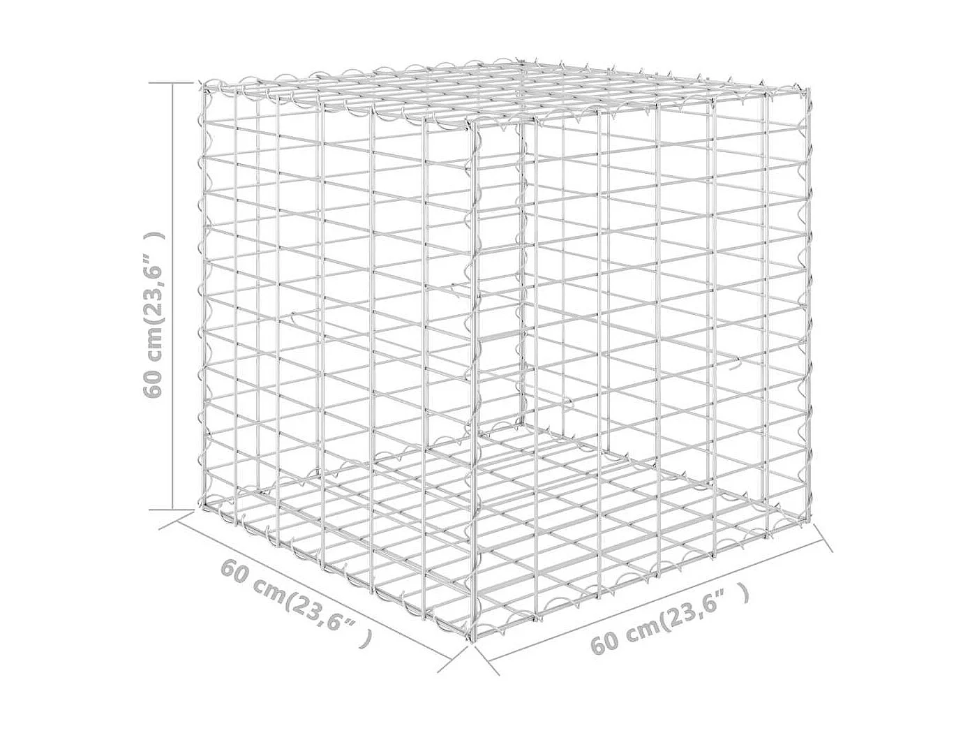 Gabion kubus verhoogd bed Staaldraad 60x60x60 cm