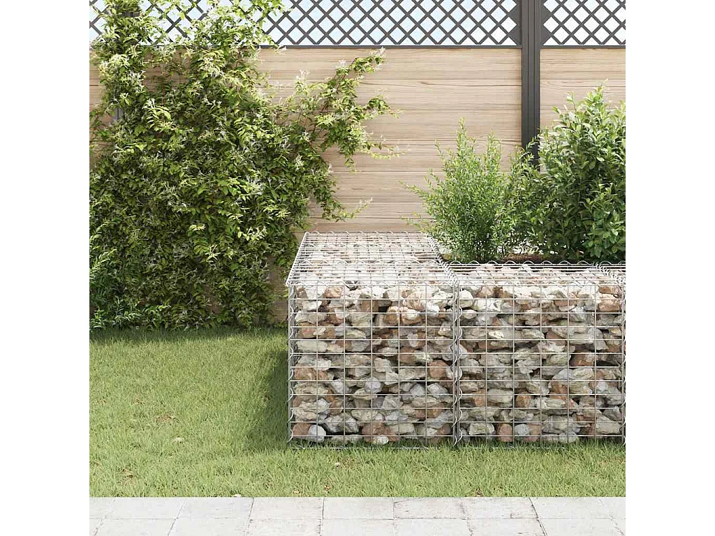 Lit surélevé cube à gabion Fil d'acier 60x60x60 cm