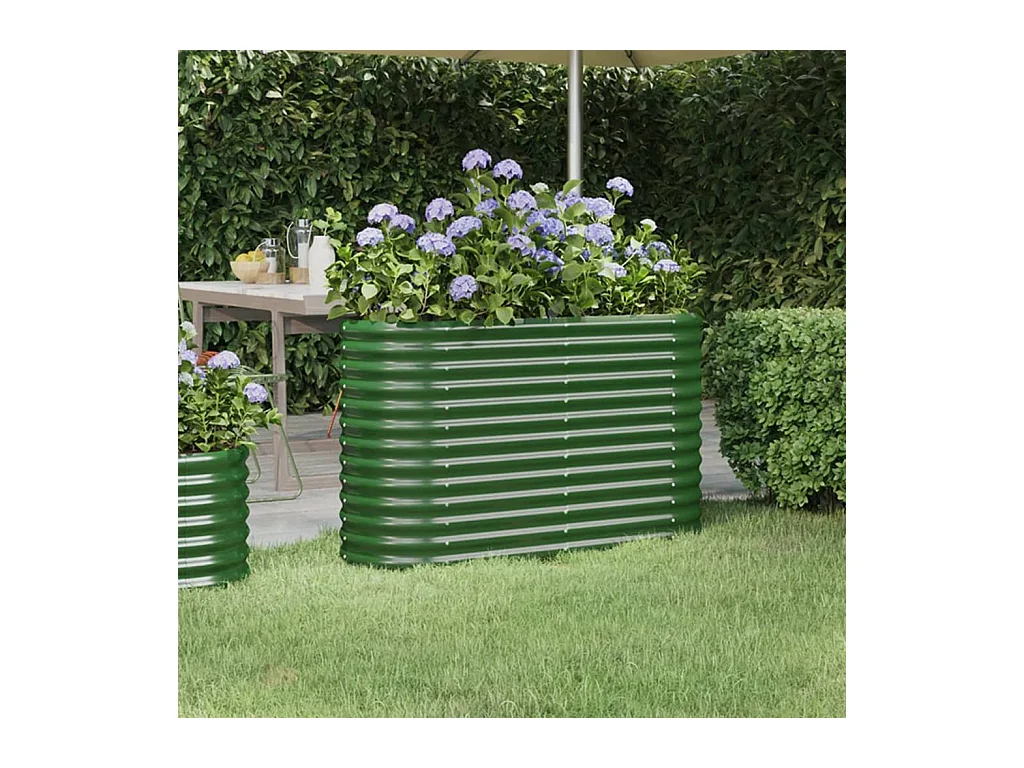 Verhoogd tuinbed gepoedercoat staal 114x40x68 cm groen