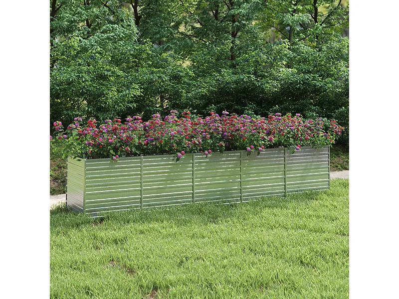 Verhoogd tuinbed 400x80x77 cm Gegalvaniseerd staal Zilver