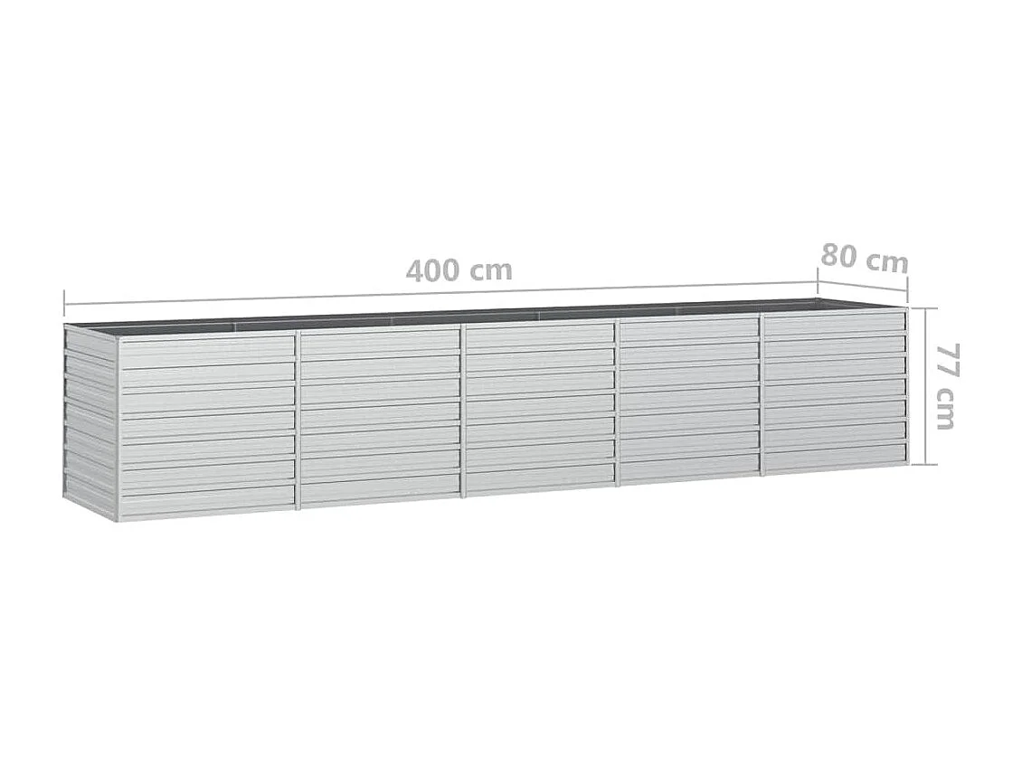 Verhoogd tuinbed 400x80x77 cm Gegalvaniseerd staal Zilver