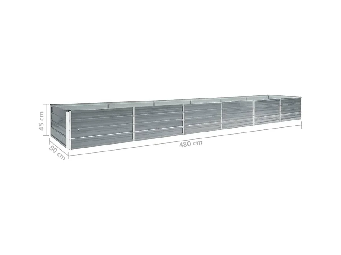Lit surélevé de jardin Acier galvanisé 480x80x45 cm Gris