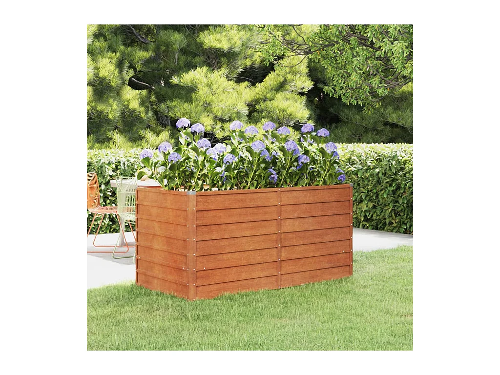 Lit surélevé de jardin rouillé 160x80x77 cm acier corten