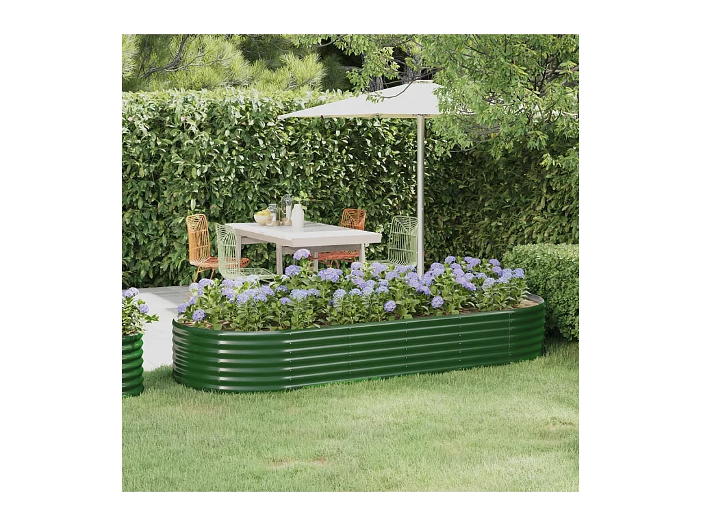 Lit surélevé de jardin Acier enduit de poudre 249x100x36cm Vert