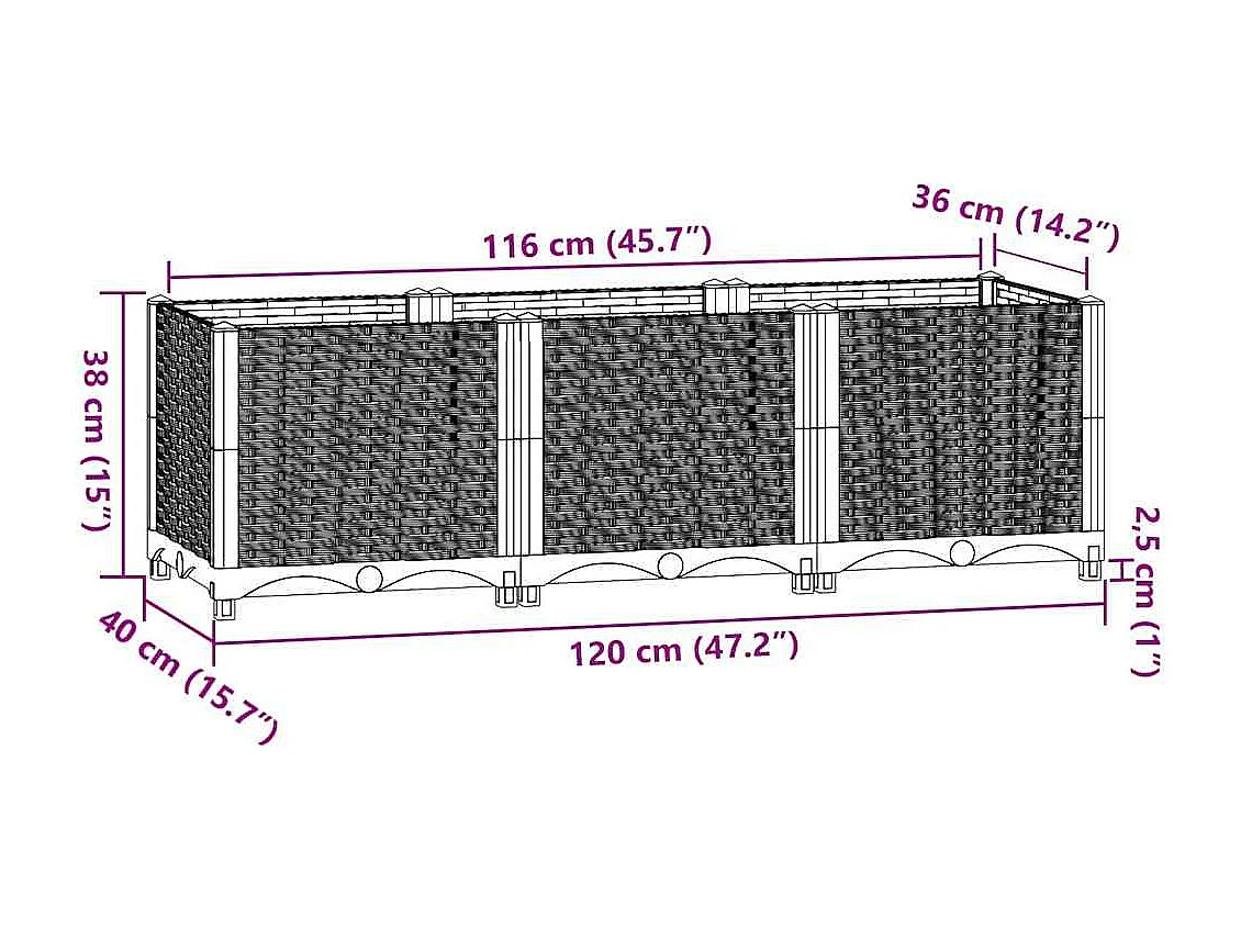 Verhoogd bed 120x40x38 cm Polypropyleen