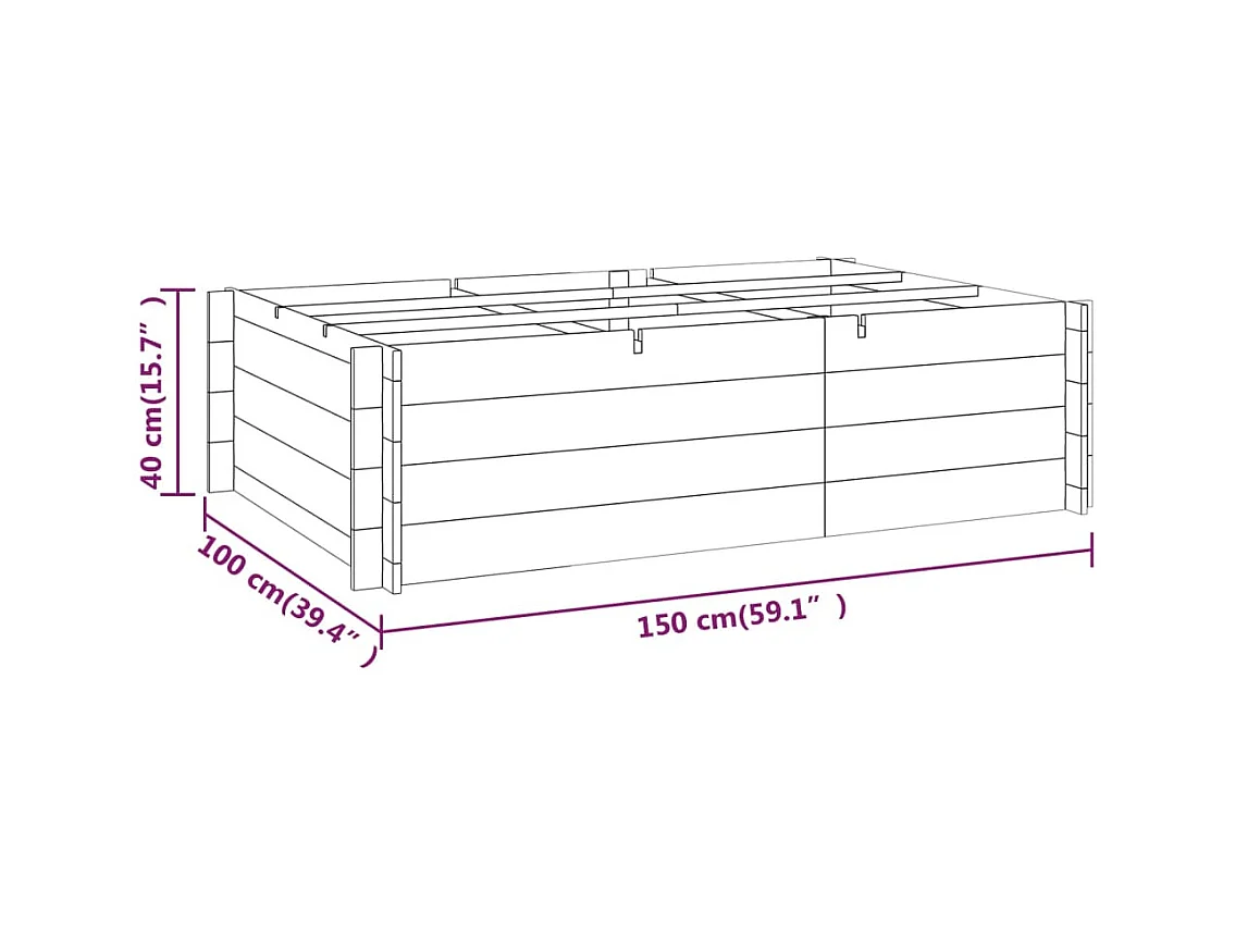Lit surélevé 150x100x40 cm bois imprégné