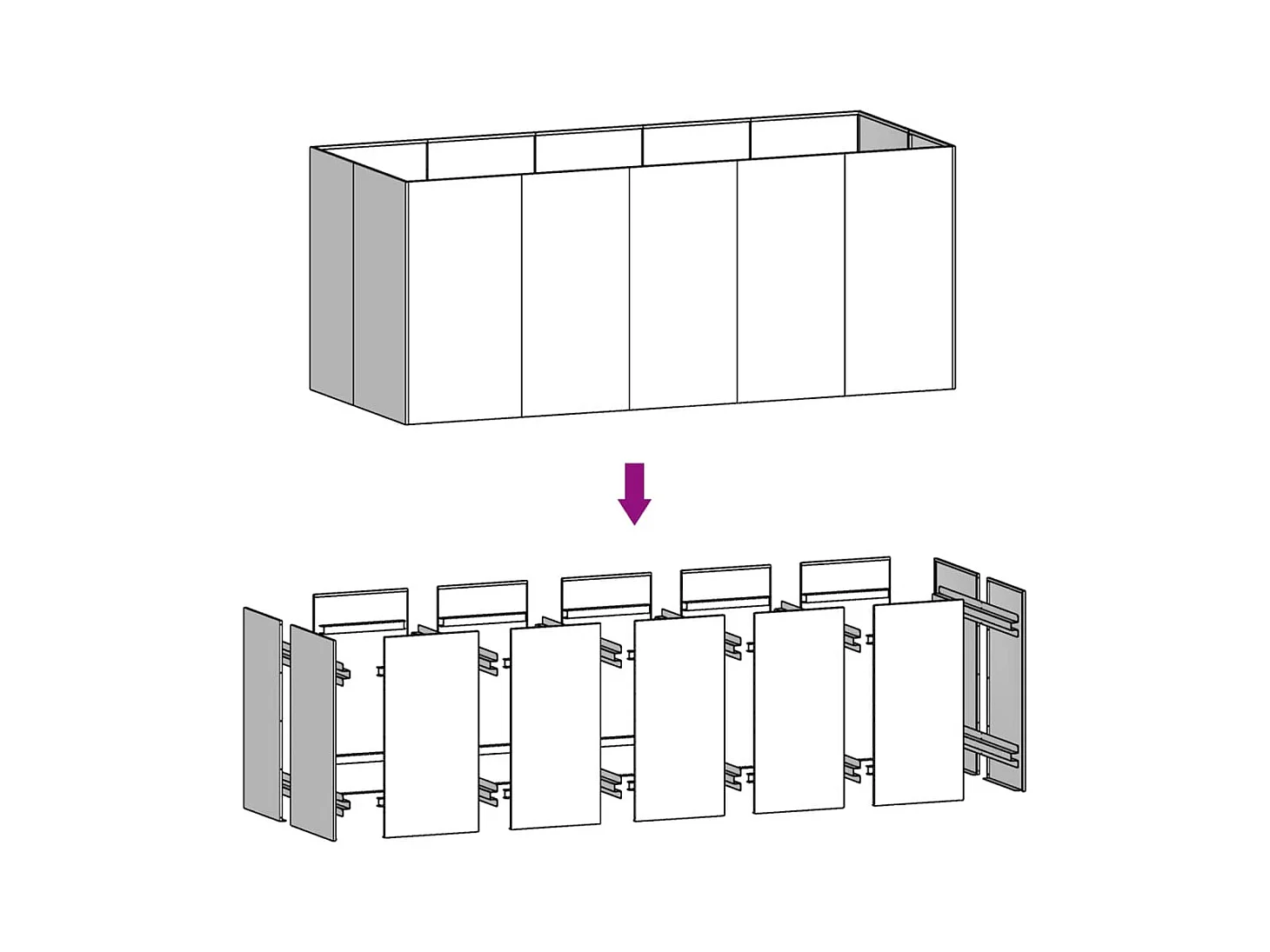Lit surélevé de jardin 200x80x80 cm acier corten