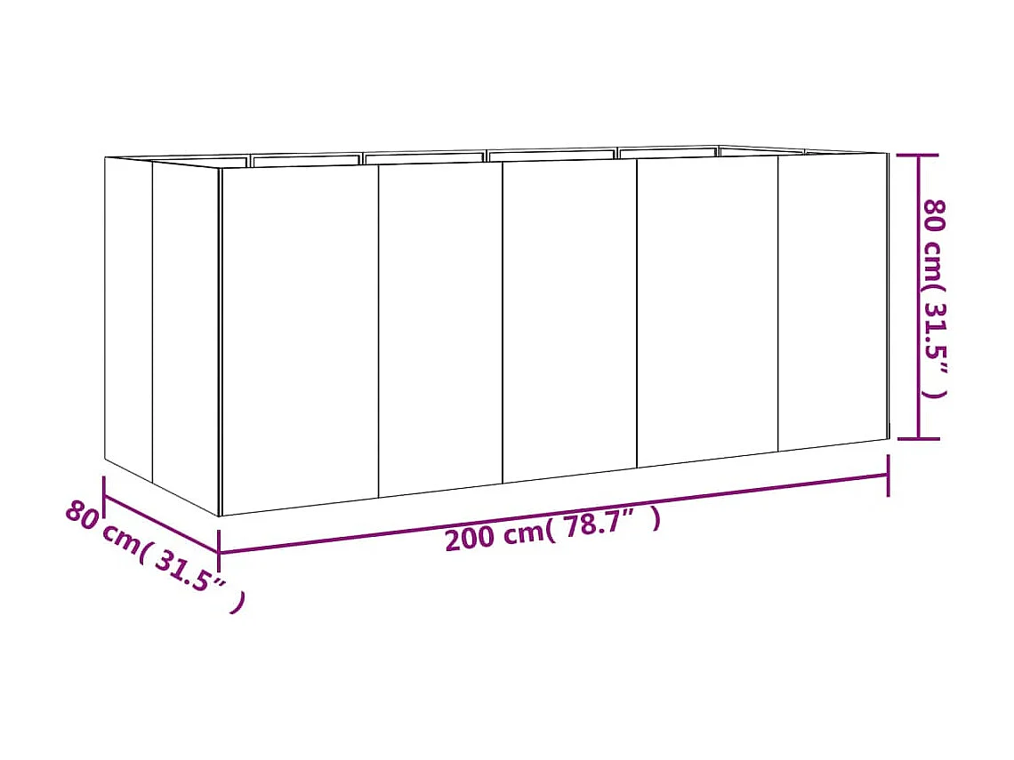 Verhoogd tuinbed 200x80x80 cm cortenstaal