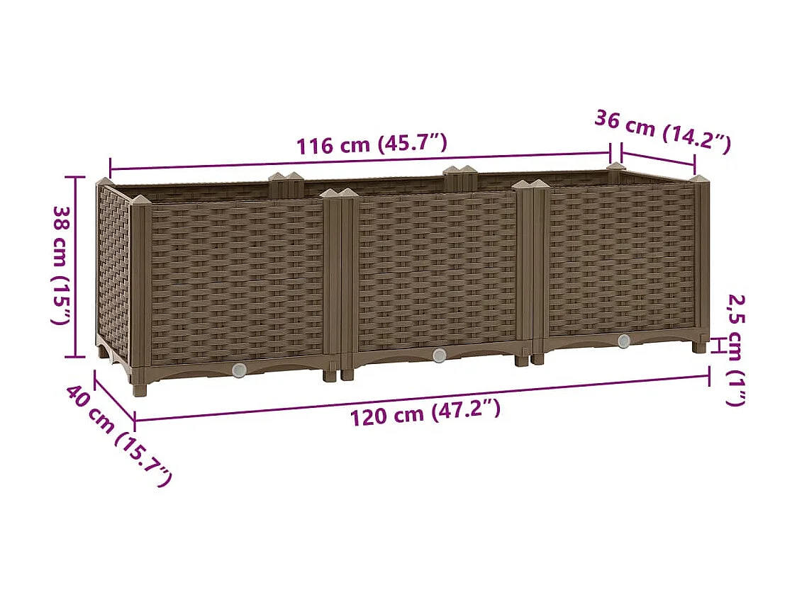 Letto rialzato 120x40x38 cm Polipropilene