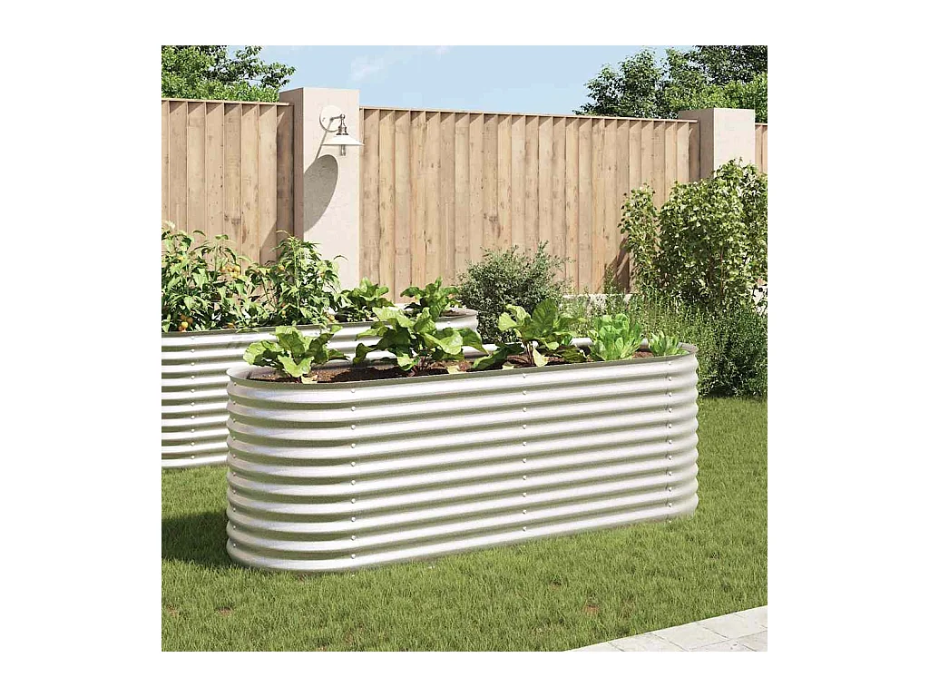 Bancal elevado 240x80x81 cm Acero galvanizado Plata