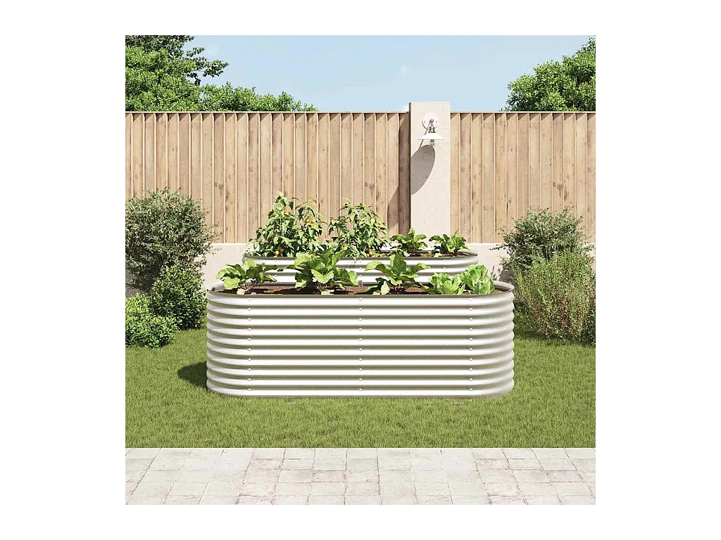 Bancal elevado 240x80x81 cm Acero galvanizado Plata