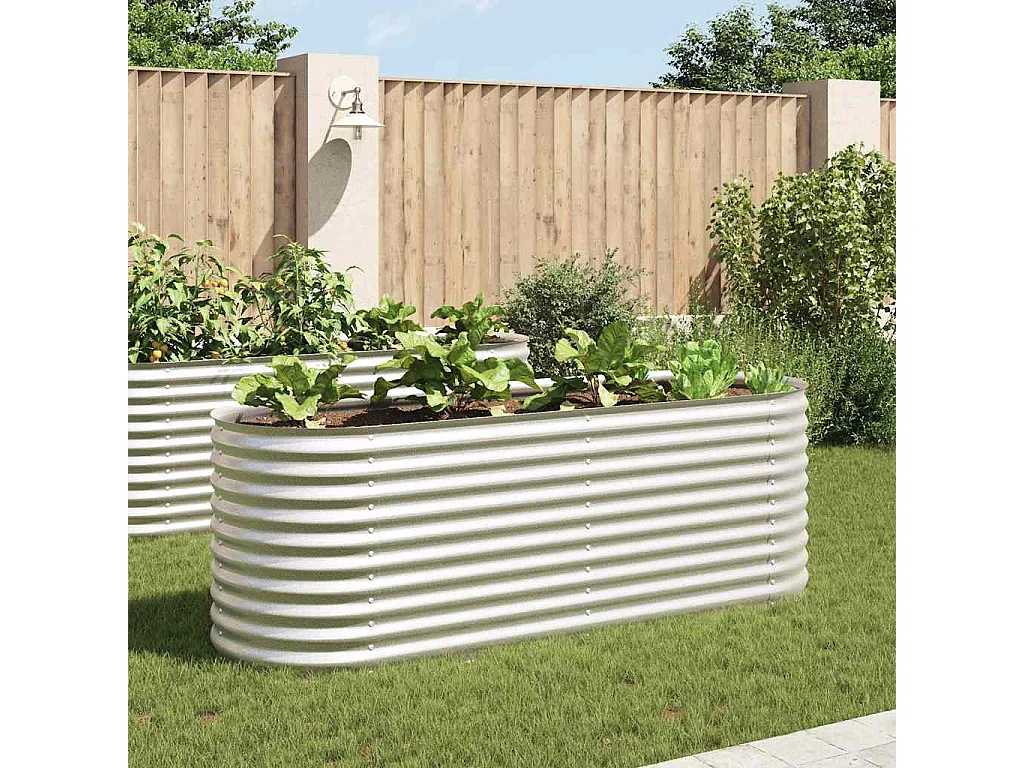 Bancal elevado 240x80x81 cm Acero galvanizado Plata