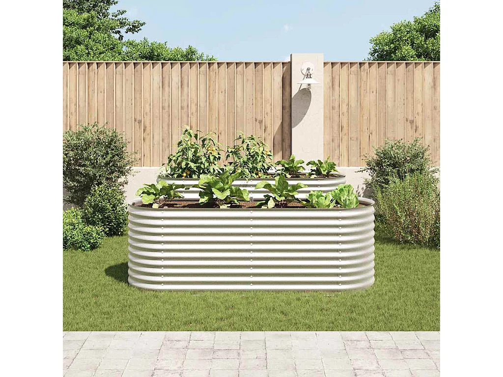 Bancal elevado 240x80x81 cm Acero galvanizado Plata