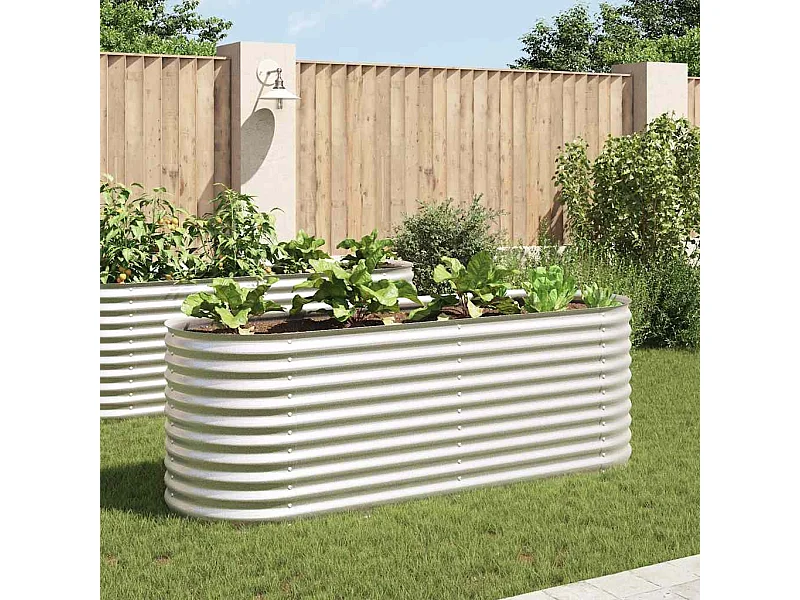 Letto da giardino rialzato 240x80x81 cm Acciaio zincato Argento