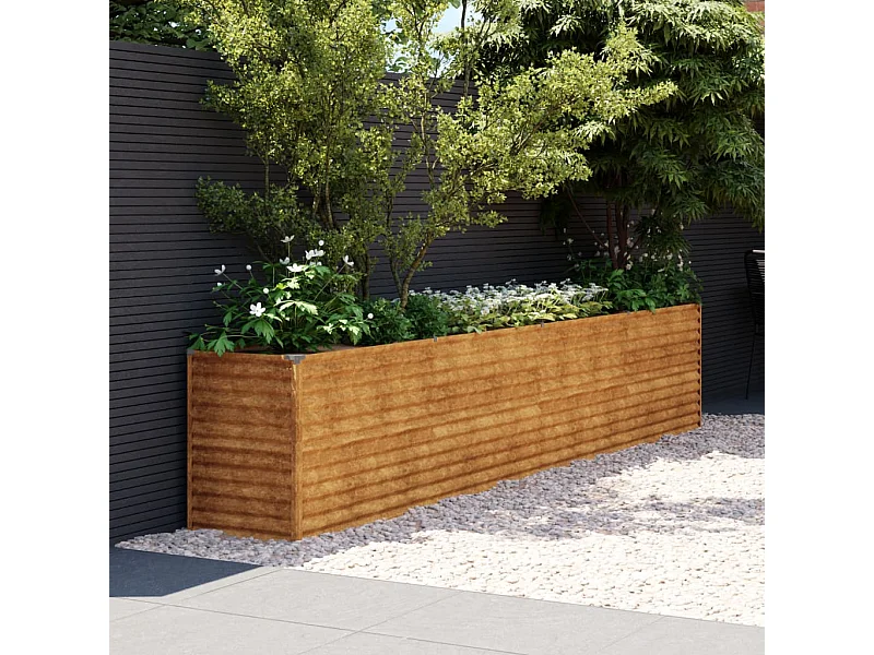 Letto da giardino rialzato 385x50x69 cm in acciaio corten