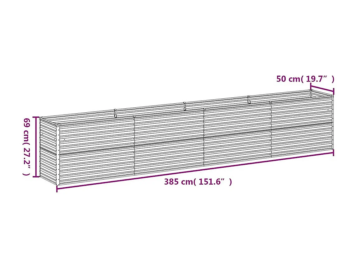 Verhoogd tuinbed 385x50x69 cm cortenstaal