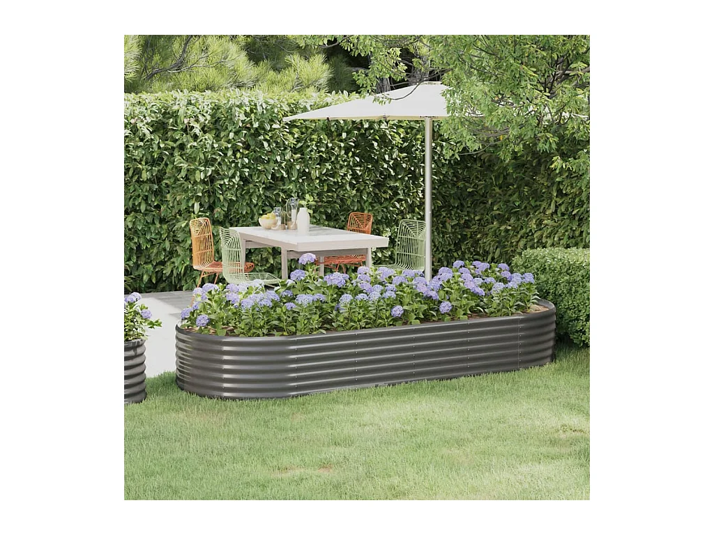 Verhoogd tuinbed gepoedercoat staal 249x100x36cm grijs