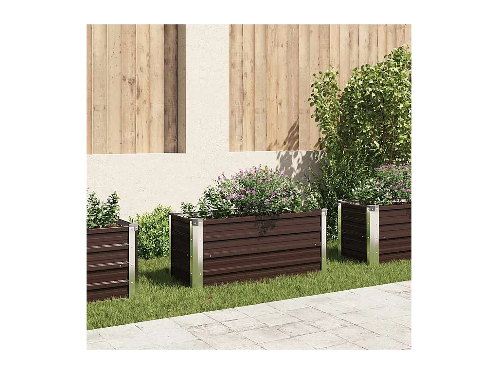 Lit surélevé de jardin Marron 100x40x45 cm Acier galvanisé