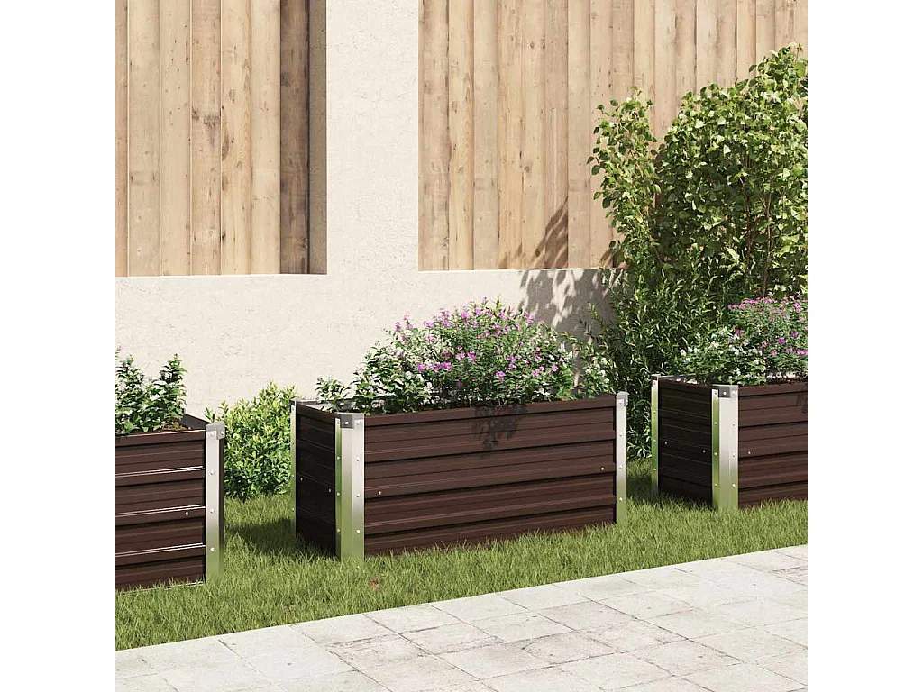 Lit surélevé de jardin Marron 100x40x45 cm Acier galvanisé