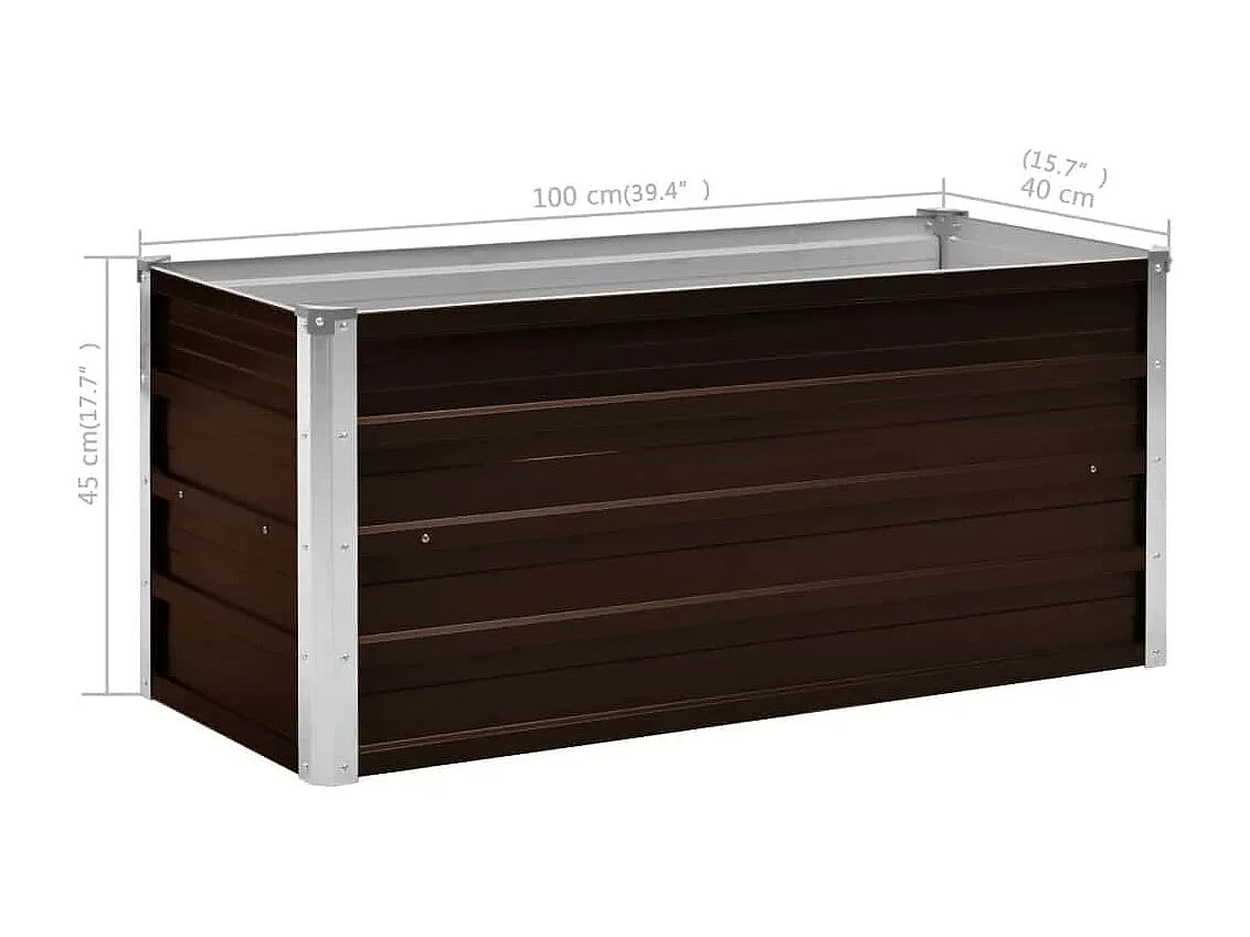 Lit surélevé de jardin Marron 100x40x45 cm Acier galvanisé