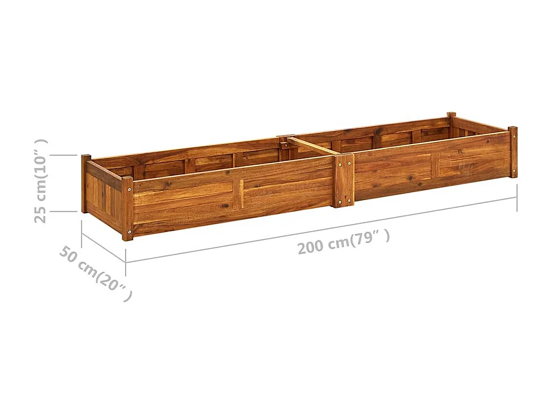 Lit surélevé de jardin Bois d'acacia 200x50x25 cm